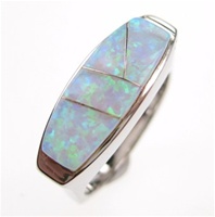 Silver Ring w/ Inlay Created Opal