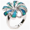 Silver Ring with Inlay Created Opal