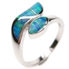 Silver Ring with Inlay Created Opal