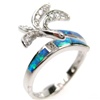 Silver Ring (Rhodium Plated) w/ Inlay Created Opal & White CZ