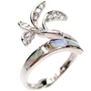 Silver Ring (Rhodium Plated) w/ Inlay Created Opal & White CZ