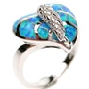 Silver Ring (Rhodium Plated) w/ Inlay Created Opal