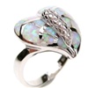 Silver Ring (Rhodium Plated) w/ Inlay Created Opal - Anthurium