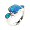 Silver Ring with Inlay Created Opal