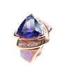 Silver Ring (Rose Gold Plated) with Inlay Created Opal, White and Tanzanite CZ