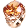 Silver Ring (Rose Gold Plated) with Champagne CZ