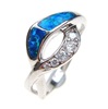 Silver Ring with Inlay Created Opal & White CZ