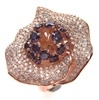 Silver Ring (Rose Gold Plated) w/ White & Amethyst CZ