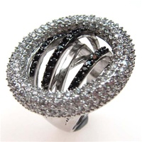 Silver Ring w/ Black & White CZ