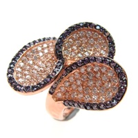 Silver Ring (Rose Gold Plated) w/ White & Amethyst CZ