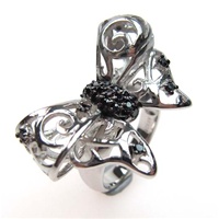 Silver Ring w/ Black CZ (Butterfly)