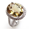 Sterling Silver Ring with Yellow Mystic Quartz and White CZ