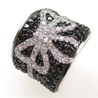 Silver Ring w/ Black & White CZ
