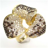 Silver Ring (Gold Plated) w/ White & Chocolate CZ (Orchid)